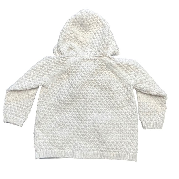 Ralph Lauren Baby Cream Quilted Knit Teddy Bear Heart Hoodie Cardigan 12M - Picture 2 of 6